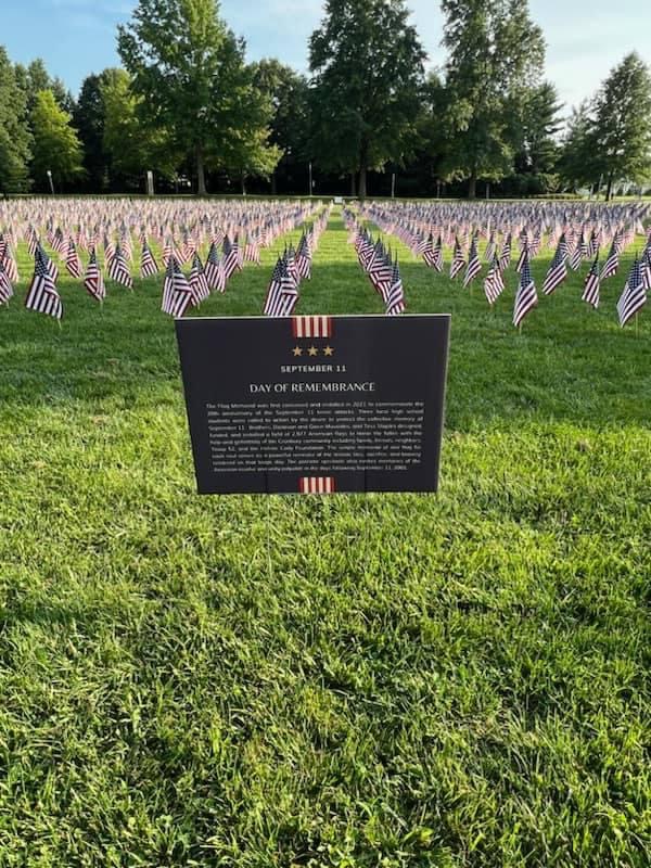 American flag memorial continues to honor lives lost on Sept. 11