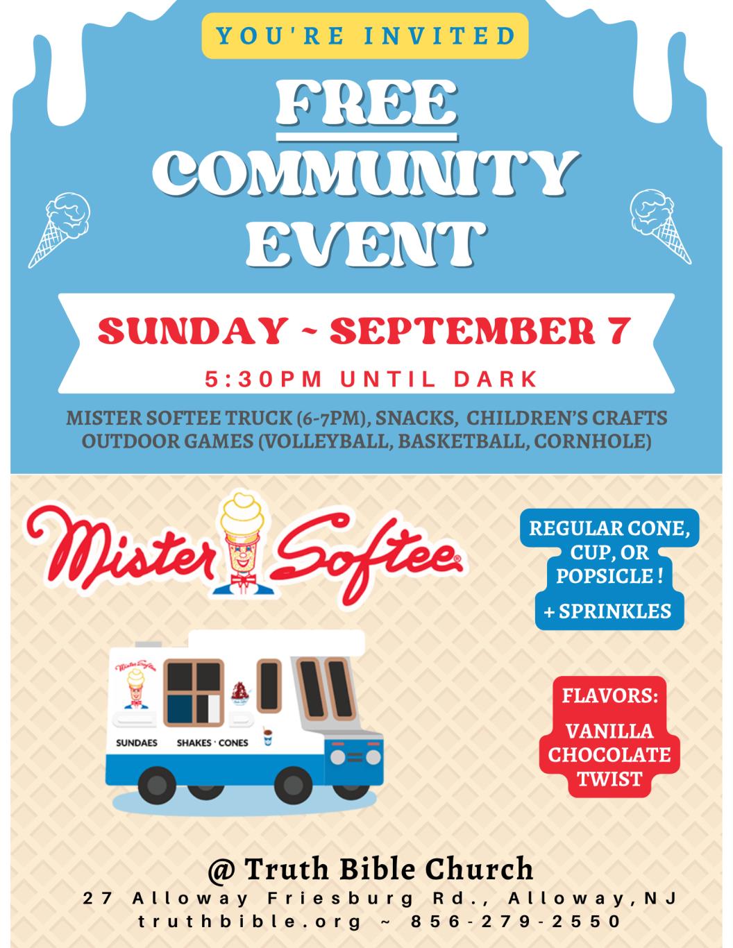 Free Community Event w/Mister Softee